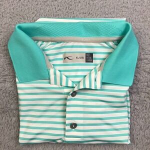 KJUS Shirt Mens 46/XS Blue Striped Performance Mesh Short Sleeve Polo